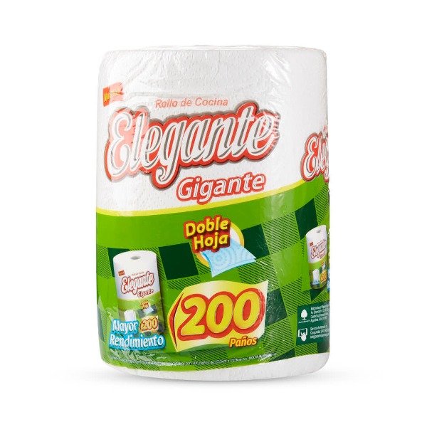 Producto - Rollo de Cocina Elegante x 200 Paños Doble Hoja - 0