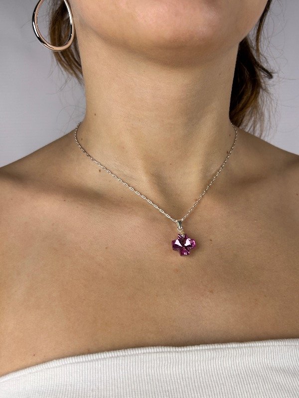 Producto - CADENA DE PLATA CRUZ CRISTAL 0106