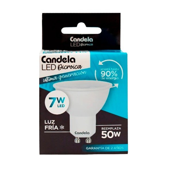 Producto - Lámparas Led Dicroicas 7w (50w) Luz Fría Candela 6813 Luz Blanco frío