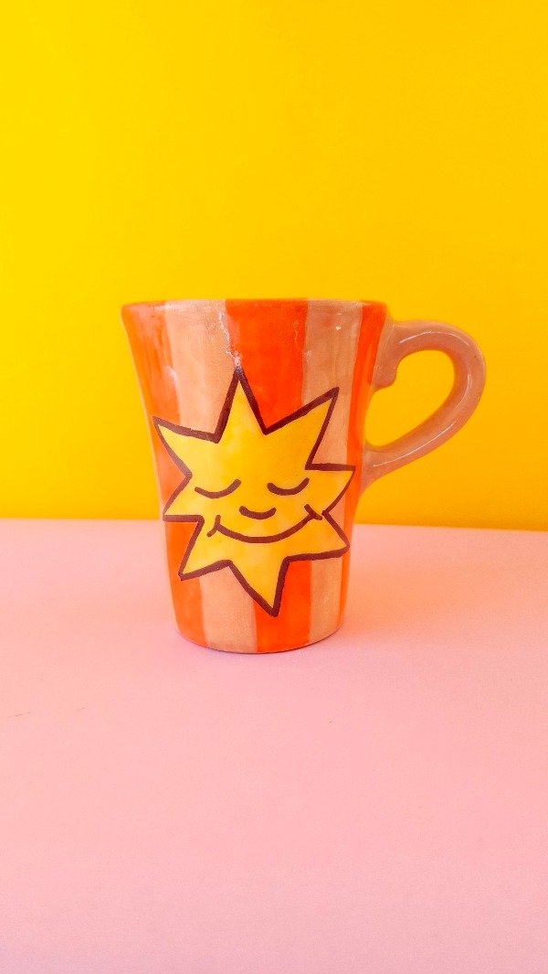 Producto - Taza larga Solcito y rayas naranjas