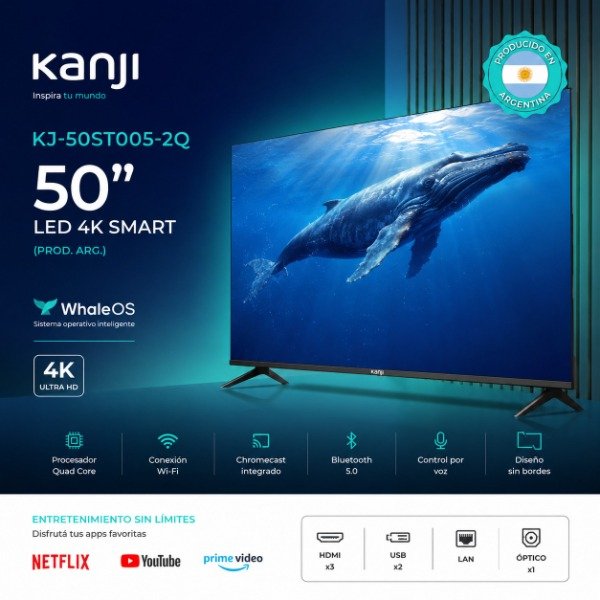 Producto - SMART TV KANJI 50" KJ-50ST005-2Q LED 4K WhaleOS