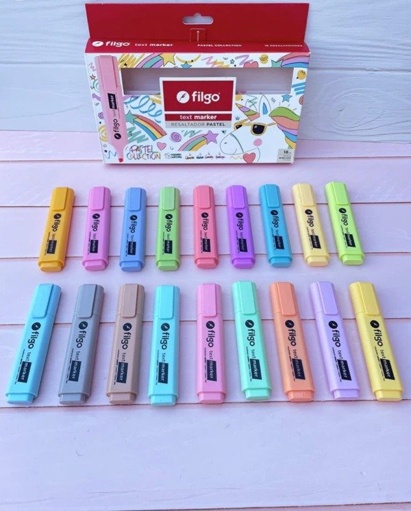 Producto - Caja x18 resaltadores anchos pastel