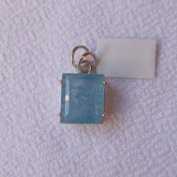 Producto - Dije plata 925 aguamarina rectangular