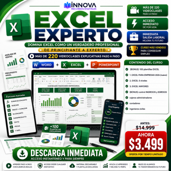 Producto - EXCEL EXPERTO I De Principiante a Experto