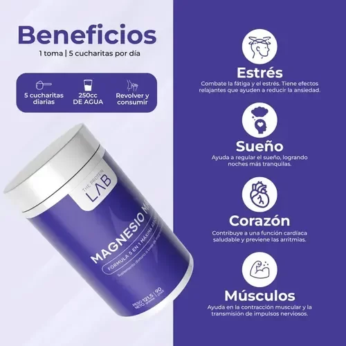Producto - Magnesio Max En Polvo The Protein Lab 90 Días Formula 5 En 1 - 0