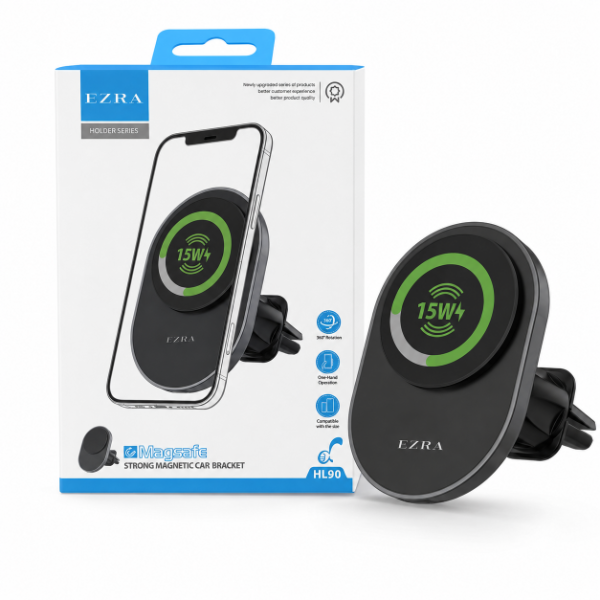 Producto - Soport d Teléfono Inalambrico Giratorio 360 Ajustable Imán, ABS Flexi 15W HL90. - 0