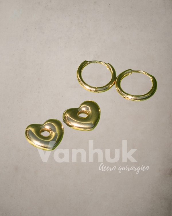 Producto - Aros argolla  y dije corazon clip D - 3