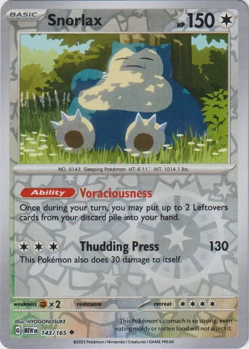 Producto - Snorlax - 143/165 - Scarlet and Violet 151 - Reverse Holo