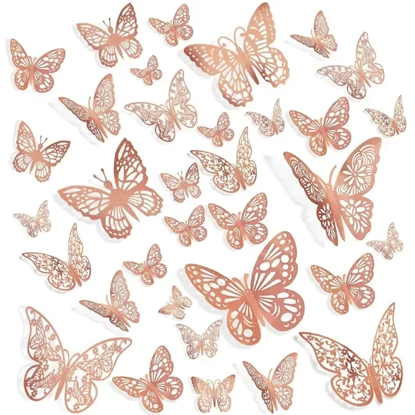 Producto - Set de 6 mariposas rose gold (NO COMESTIBLES)