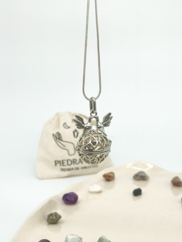 Producto - Relicario PALOMA DE LA PAZ (5 piedras de regalo!) - 0