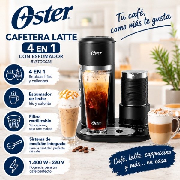 Producto - CAFETERA OSTER LATTE 4 EN 1 CON ESPUMADOR - BVSTDC02B