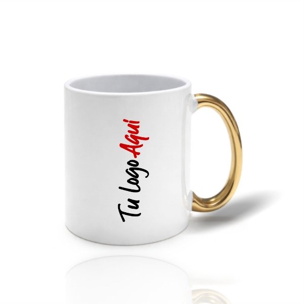 Producto - Taza de cerámica asa dorada