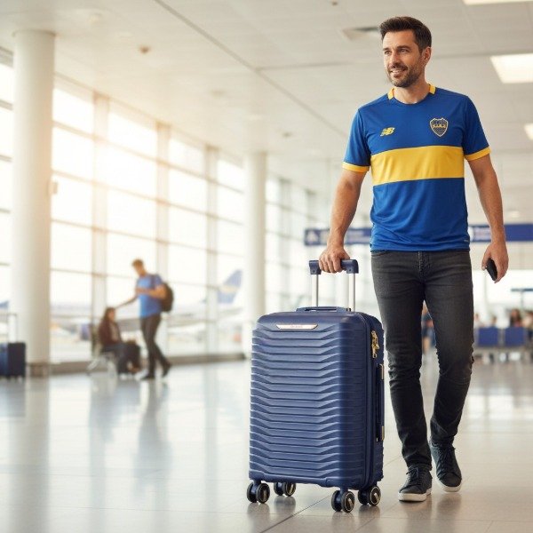 Producto - VALIJA BOCA CARRY ON RIGIDA 46X33X20 CM CON RUEDAS PREMIUM LICENCIA OFICIAL