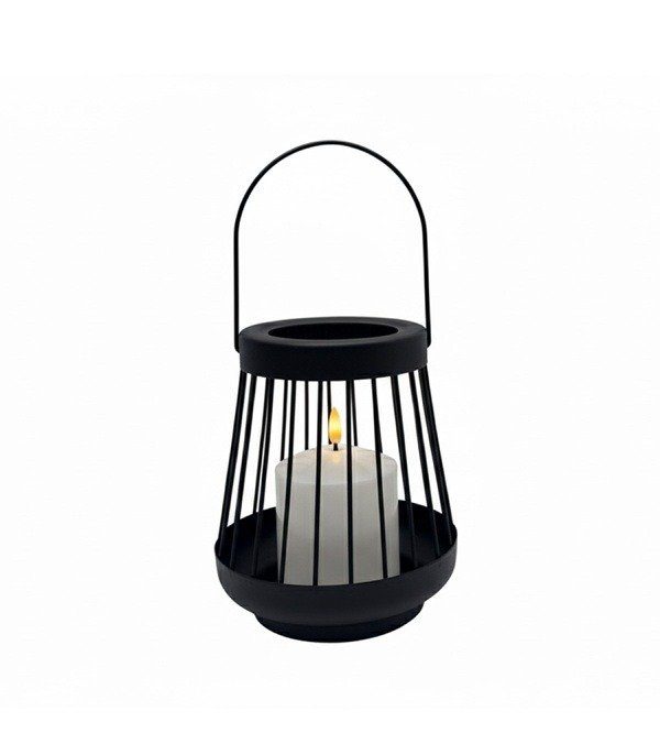 Producto - Farol Negro 18 cm con Vela Pilar LED