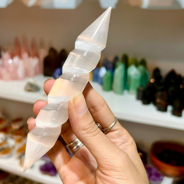 Producto - Biterminal espiral Selenita - 10cm