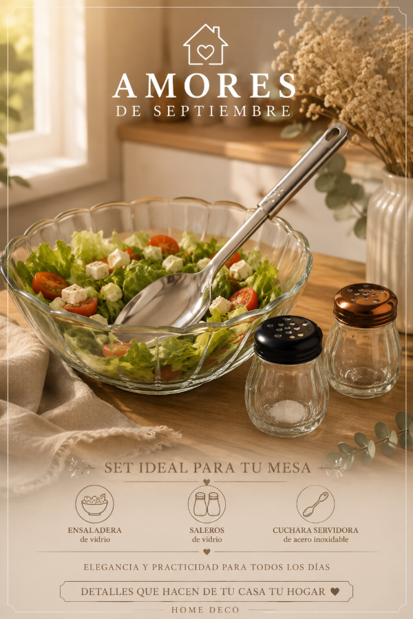 Producto - Set ensaladera de vidrio + Acc para mesa