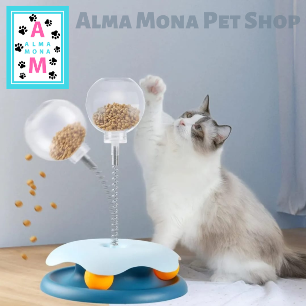 Producto - JUGUETE INTERACTIVO PARA GATOS BURBUJA CON RESORTE PORTA ALIMENTO