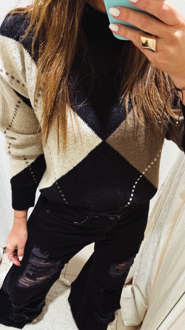 Producto - Sweater VERONA NEGRO Y CAMEL