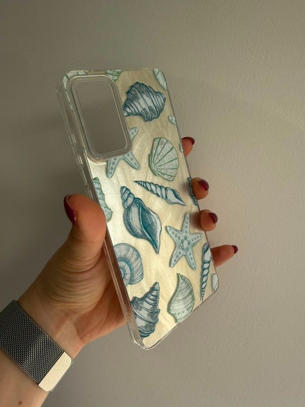 Producto - Case metalizada diseño mar tonos celestes