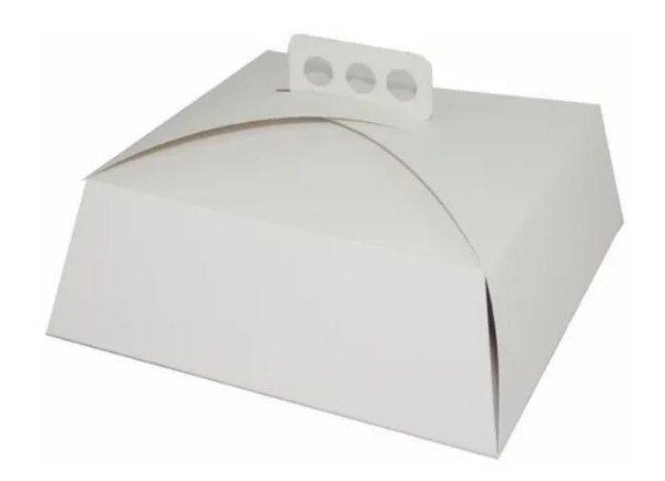 Producto - Caja 30x30x15, cartulina blanca, para torta