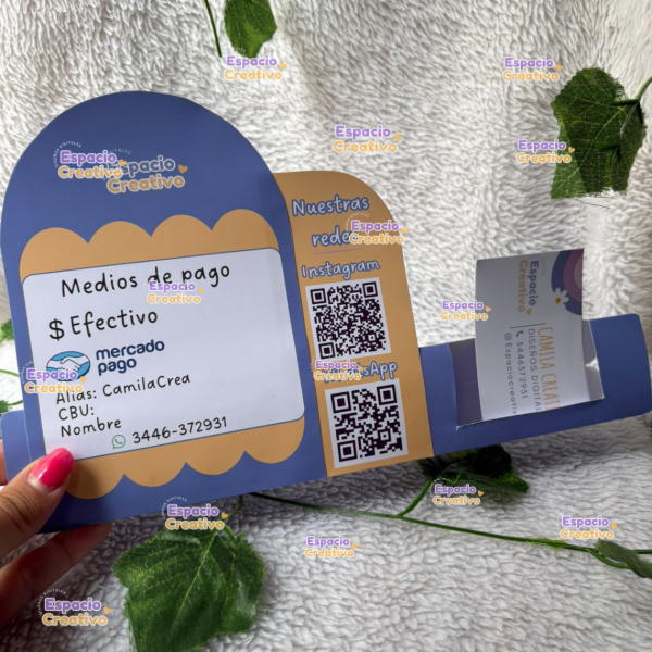 Producto - Exhibidor medios de pago y redes sociales - Editable en canva