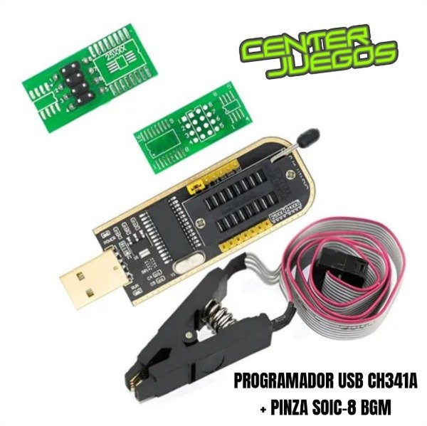 Producto - PROGRAMADOR USB CH341A + PINZA SOIC-8 BGM