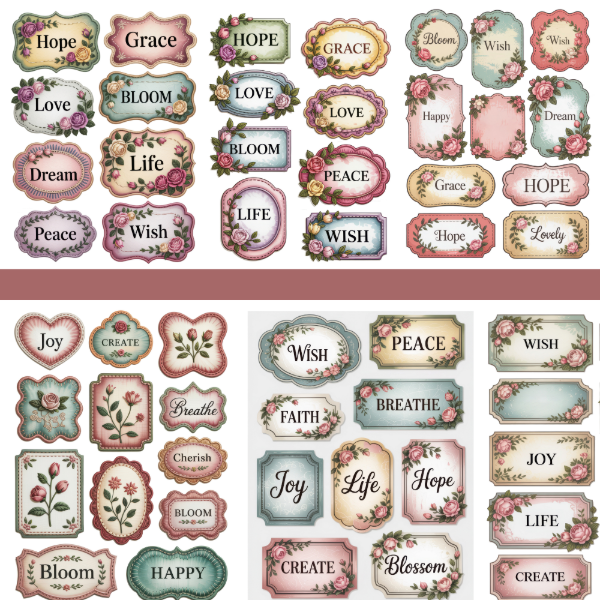 Producto - Palabras Vintage - Recortes para scrapbook y journaling . SC87