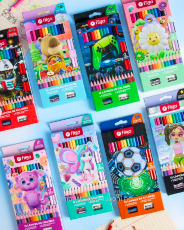 Producto - Lapices de color Filgo Margarita x12u (sacapuntas + goma  + 2 lapiz hb)