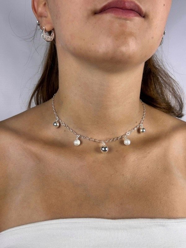 Producto - CHOCKER DE PLATA CON  5 BOLITAS 0362