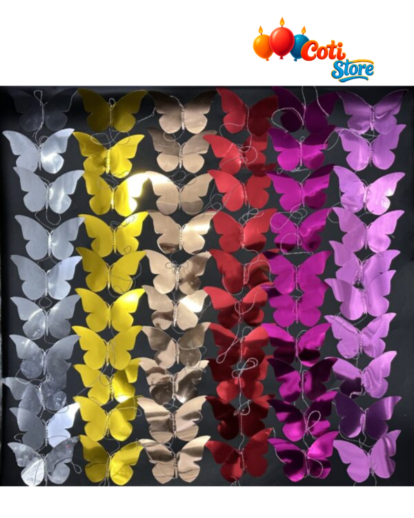 Producto - 2,4 M Guirnalda de 10 Mariposas Plásticas 3d Metalizada