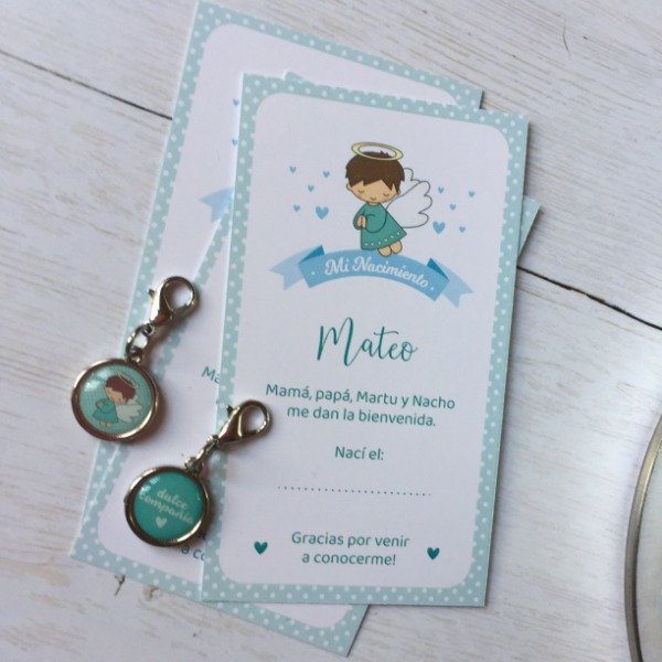 Producto - Pack Estampita con Medallita para Colgar Cuídame - Nacimiento