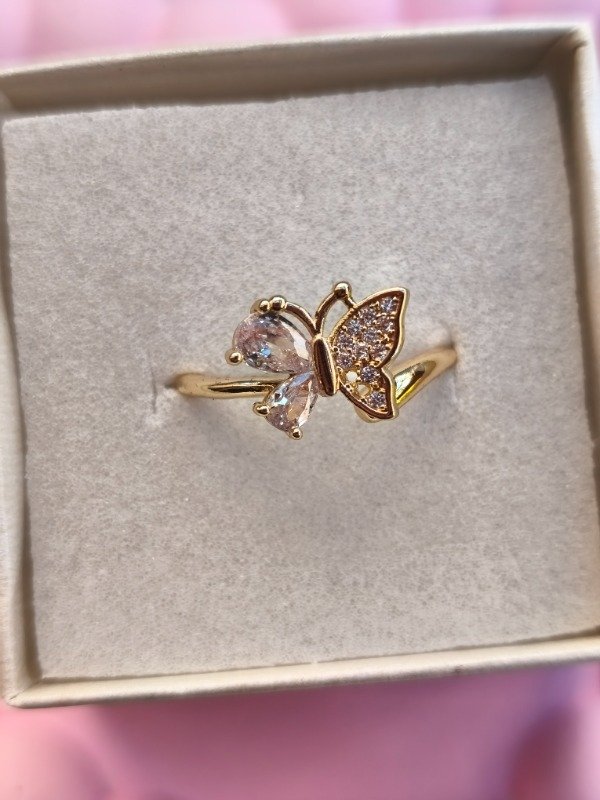 Producto - Anillo dorado Mariposa strass - 1