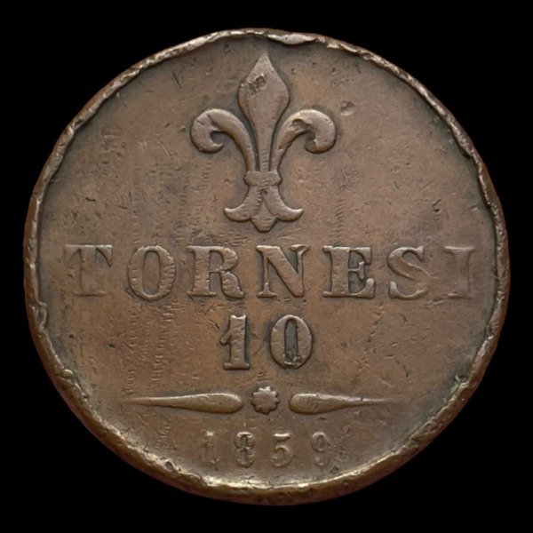 Producto - Estados Italianos. Nápoles 1859, 10 Tornesi. 37,5 MM - 30 Gramos