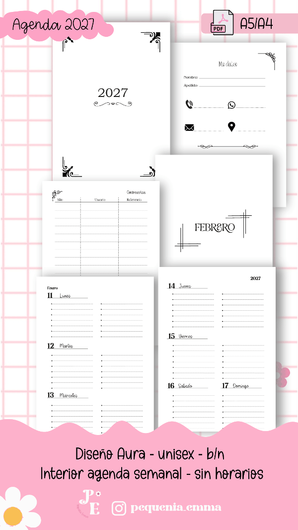 Producto - Diseño AURA - Interior 2027 SEMANAL - SIN horarios
