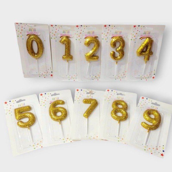 Producto - Vela de Numeros Brillo Dorado