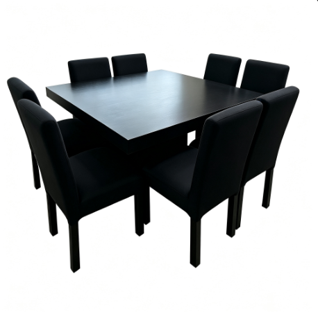 Producto - Juego de Comedor 8 Sillas Reforzadas + Mesa MDF Cuadrada Negra - Oferta - 4