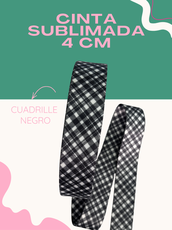 Producto - CINTA SUBLIMADA - CUADRILLE NEGRO