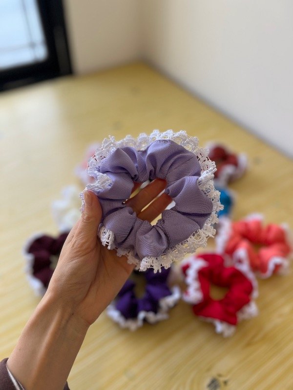 Producto - Scrunchies con Puntilla Mayorista x10 Unidades