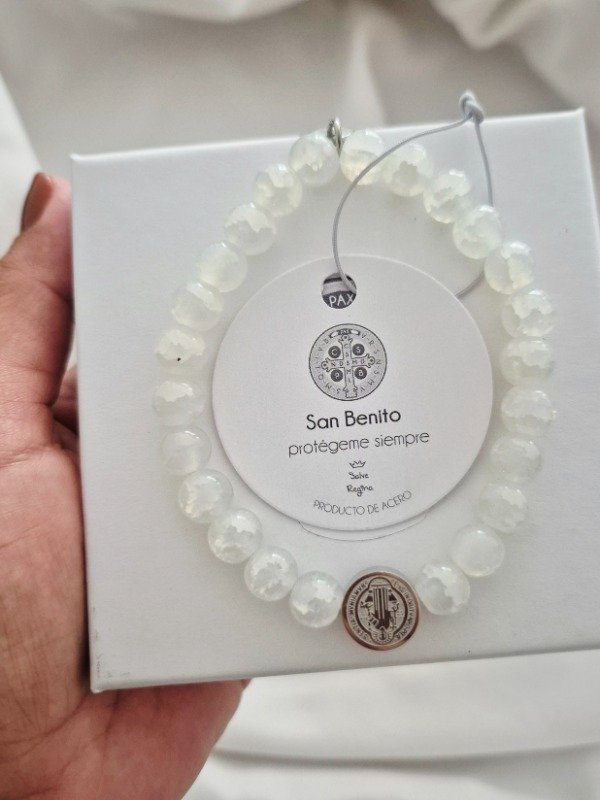Producto - Pulsera Acero Marcos (Ágata blanca)