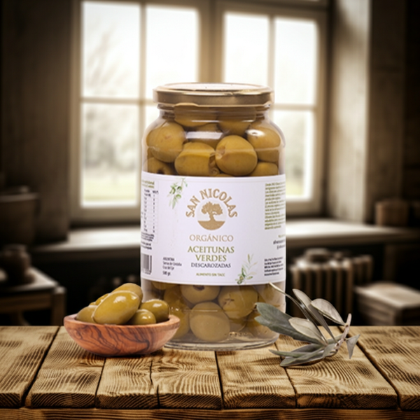 Producto - Aceitunas Verdes Descarozadas Organicas Olivares San Nicolas 250 grs