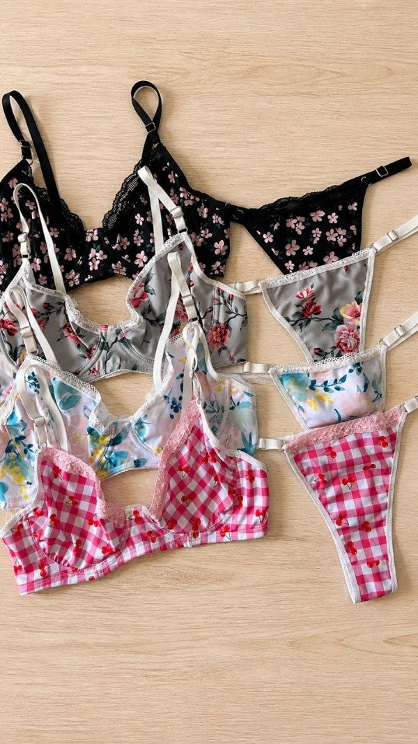 Producto - CONJUNTO LYCRA ESTAMPADA Y PUNTILLA CON ARO - 0