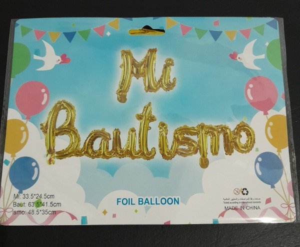 Producto - Globos mi bautismo cursiva x1 dorado