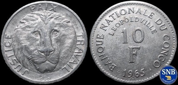 Producto - Congo Léopoldville - 10 Francos (1965) KM #1 [UNC]