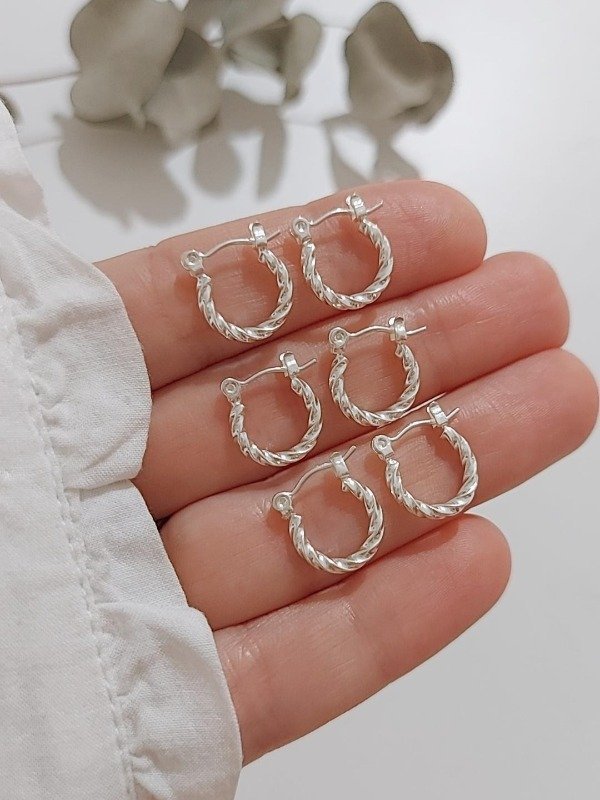 Producto - Argollitas Tramadas 1cm Plata925