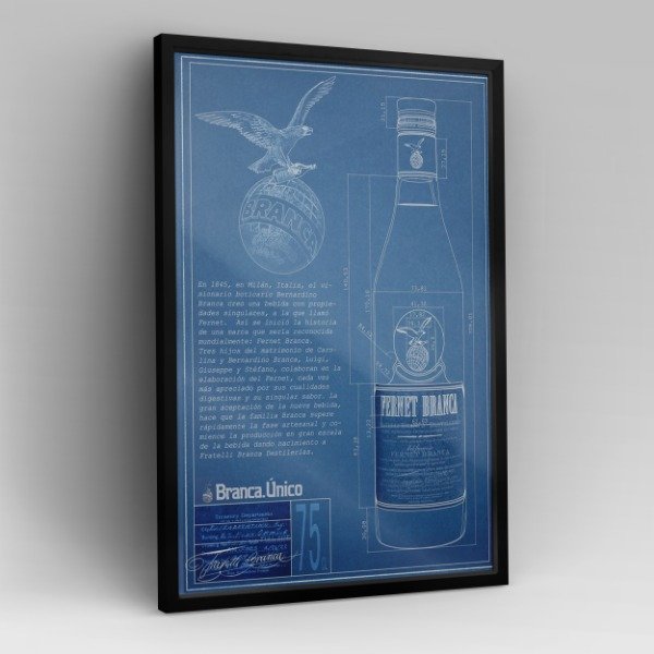 Producto - Cuadro Póster Fernet Branca Mapa Blueprint