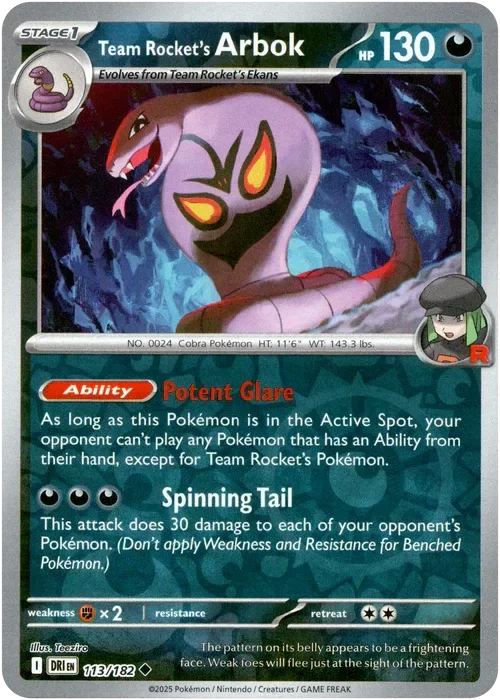 Producto - Team Rocket's Arbok - 113/182 - Destined Rivals - Reverse Holo