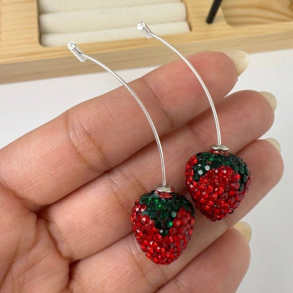 Producto - Aros Colgantes Frutilla - Piedritas