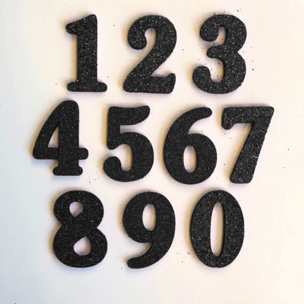 Producto - Cake topper número con brillo de goma eva color negro