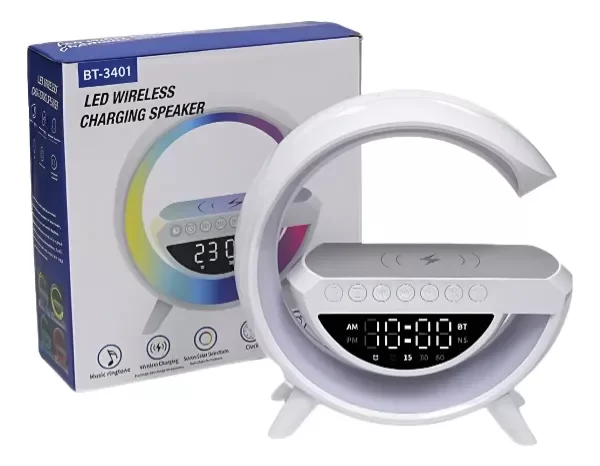 Producto - CARGADOR INALAMBRICO INALAMBRICO LED WIRELESS CHARGING SPEAKER BT-3401 BLANCO
