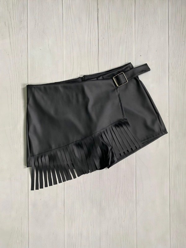 Producto - Short Pollera Asimétrica Con Flecos
